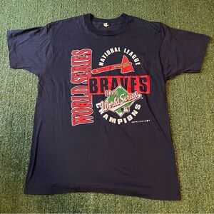 Vintage Atlanta Braves 1991 World Series National League Champions Shirt XL